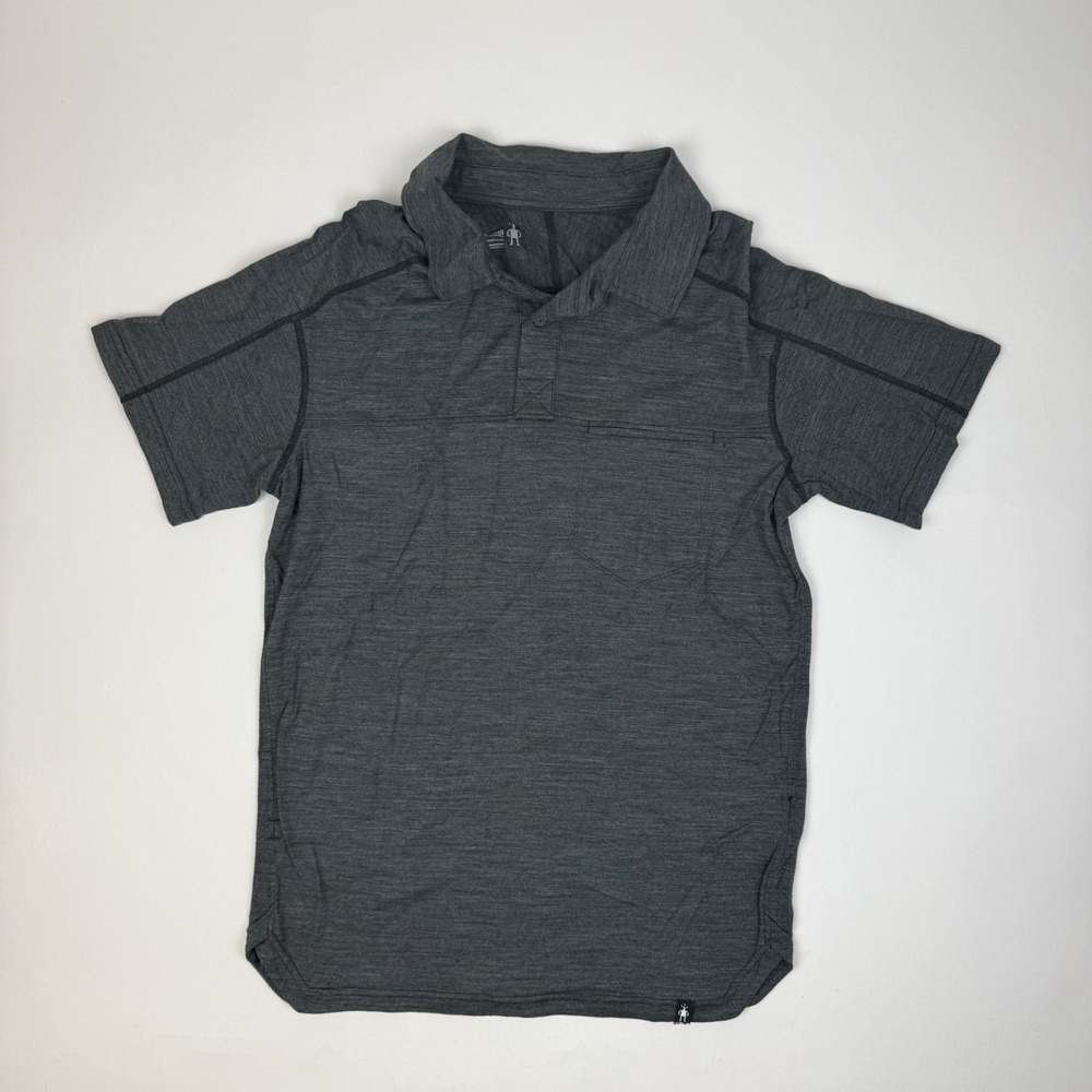 Mens Smartwool Everyday Exploration Gray Heather Short Sleeve Polo Size Small